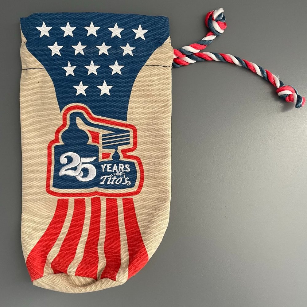 Tito’s Handmade Vodka Anniversary Canvas Drawstring Bottle Bag USA American - Picture 4 of 6
